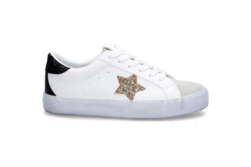 Sportiga sneakers med glitter BLACK