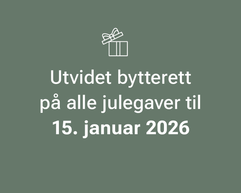 Grønn informasjonsgrafikk med gavesymbol og tekst om utvidet bytterett på julegaver til 15. januar 2026.
